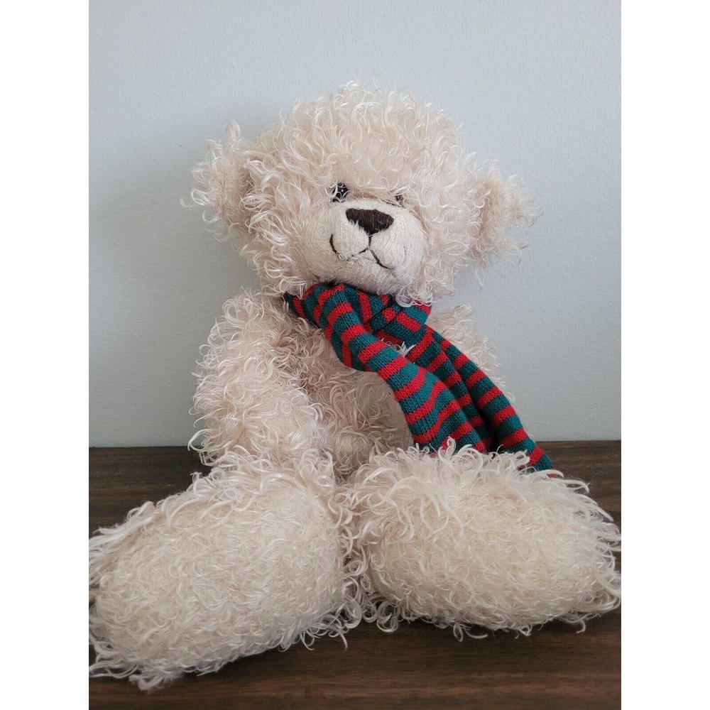 Ty tysilk Teddy Bear Wearing a Red and Green Scarf